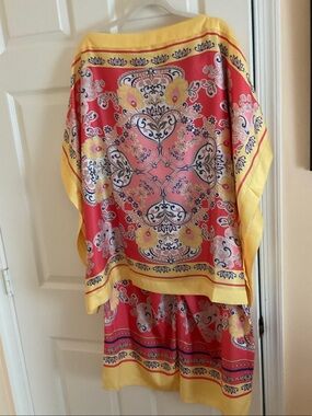 JM Collection Red and Yellow Printed Pantsuit